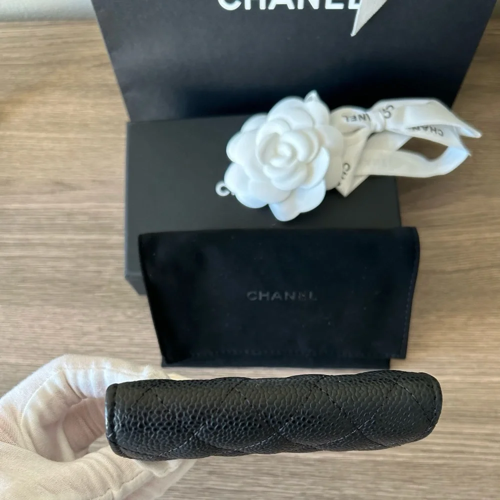🔥 CHANEL Classic Flap Card Holder Black Caviar Leather Silver Metal‼️SOLD OUT‼️ - Picture 10 of 16